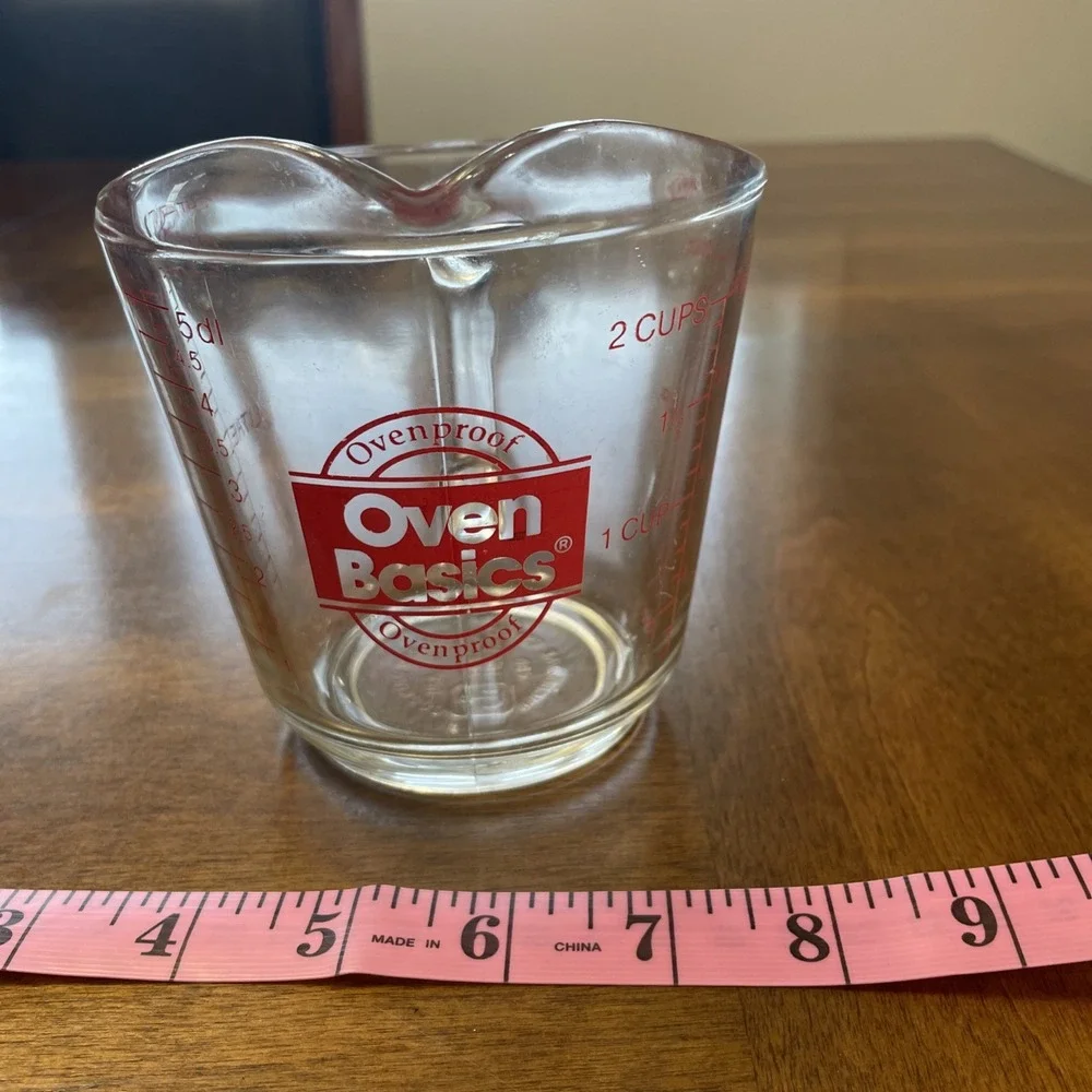 Vintage Anchor Hocking Oven Originals 2 Cup Glass Measuring Cup 498 D Handle‎